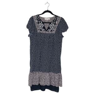 BRASS & ROE Cottagecore Floral Embroidered Tunic Lined Boho Dress Womens Medium